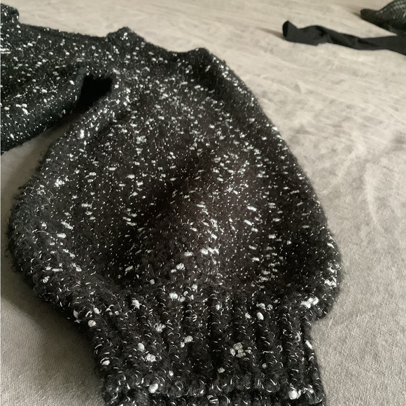 This beautiful black knit has small silver stitches. Perfect for the holidays - Picture 3 of 4